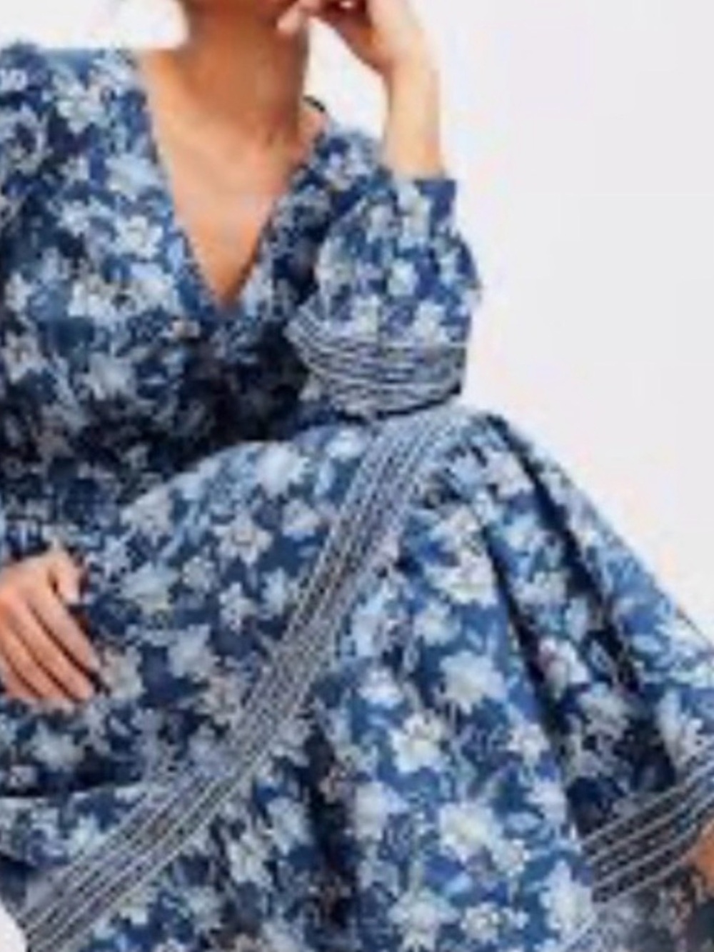 LOFT Blue Floral V-Neck Women's Dress